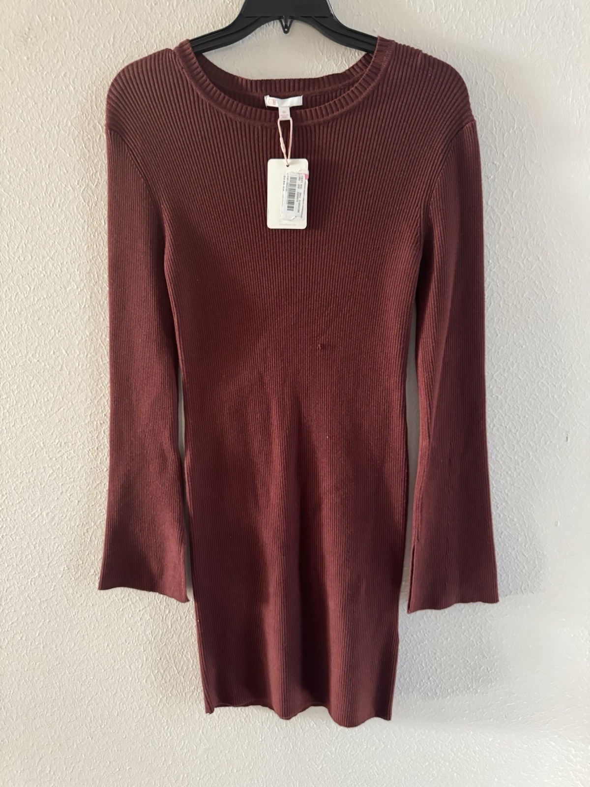 NWT Womens Elegant Gianni Bini Ribbed Sweater Dress winter spring XL maroon