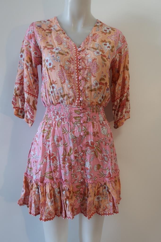 Womens Walker & Wade (Item-629) Pink Peach Multicolor Peplum Hem Floral Dress XS