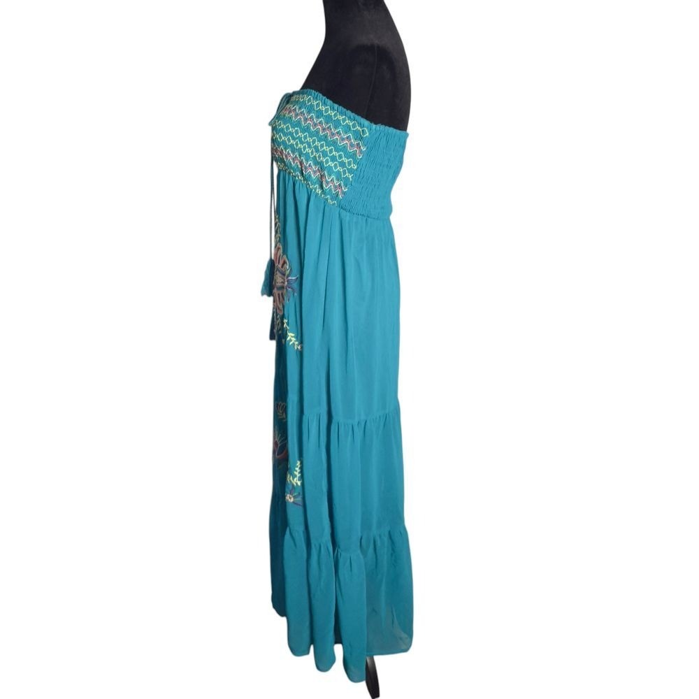 Flying Tomato Embroidered Floral Smocked Maxi Dress Tiered Flowy BOHO Women S