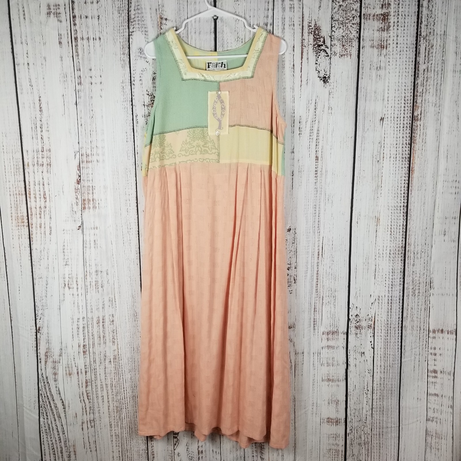 Vintage Faith by Celia Forrester Colorful Art to Wear Maxi Dress Large