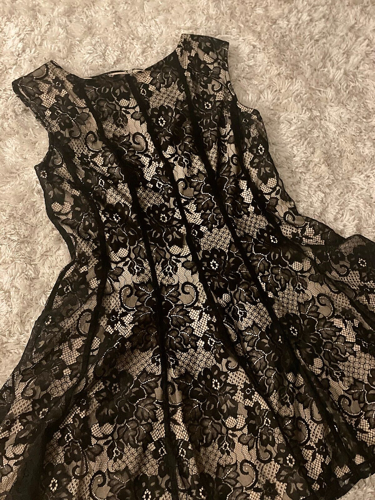 db established 1962 cocktail lace tan with black overlay