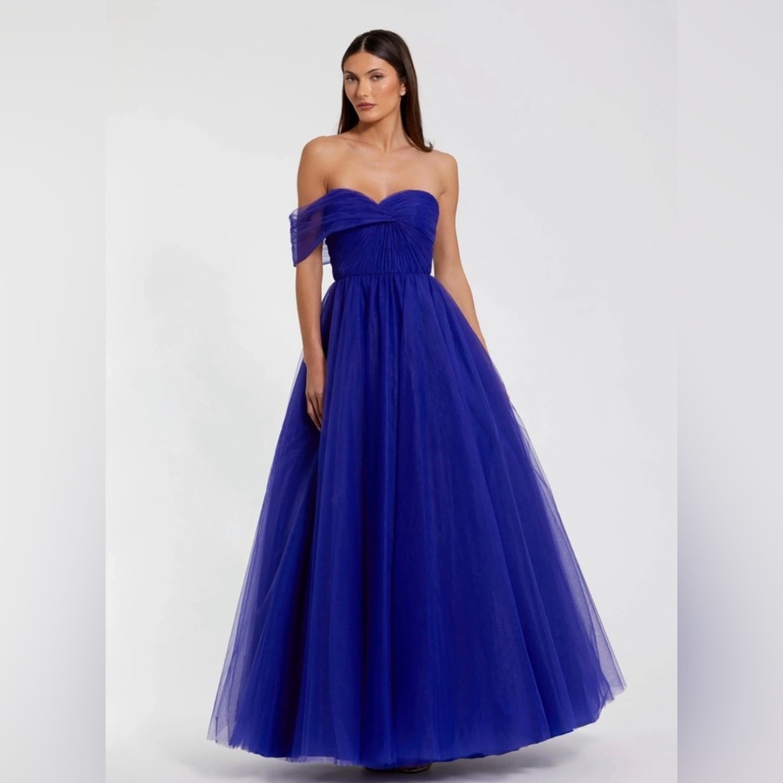 Mac Duggal 68713 One Side Off the Shoulder Bustier Ball Gown – Cobalt – 6 – NWT
