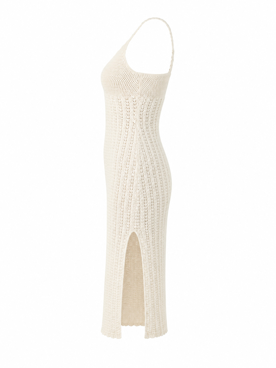 Aritzia Evie Midi Dress Pointelle Cotton in Light Birch Size S