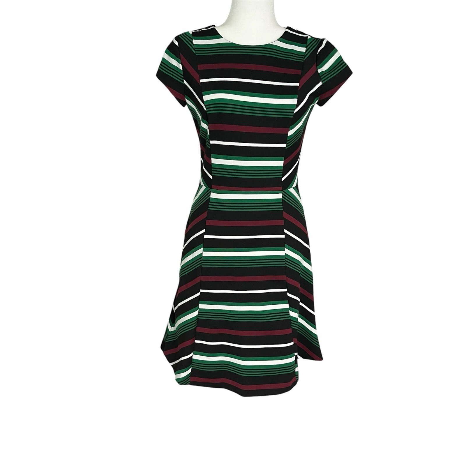 Michael Kors MIDI Dress Green Career Striped Knee Length Professional Sz 2