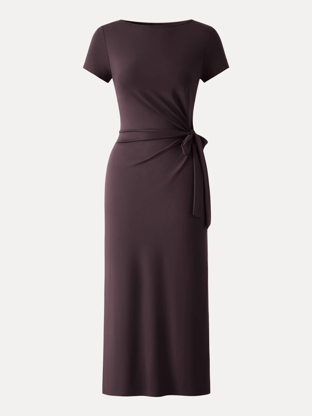 Cooling Wrinkle-Resistant Side Waist Tie Midi Dress with Slit