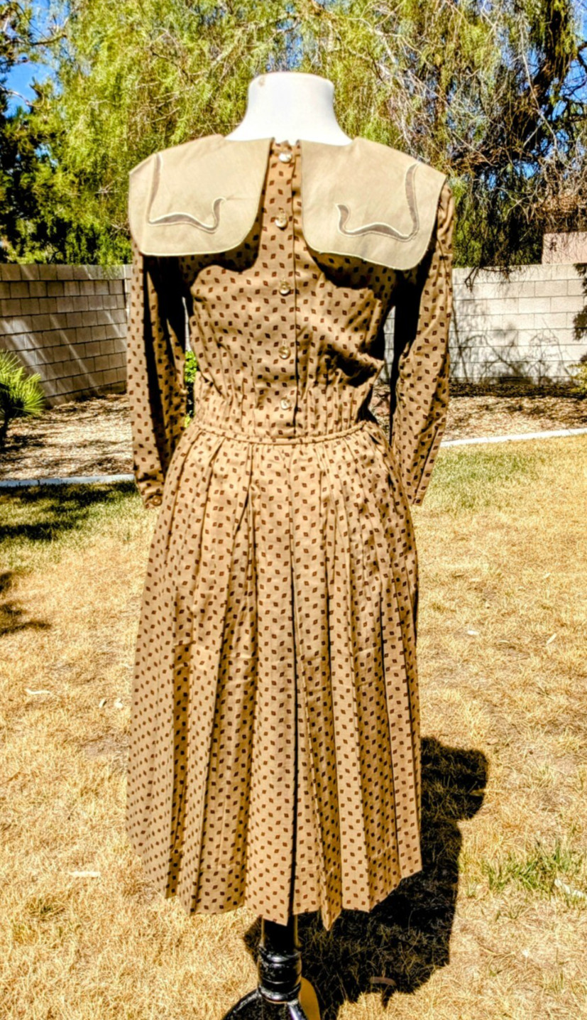 Vintage Pattern Korean Donna Morgan Non Stop Petite Sz1/2 Fit&Flare Dress EUC
