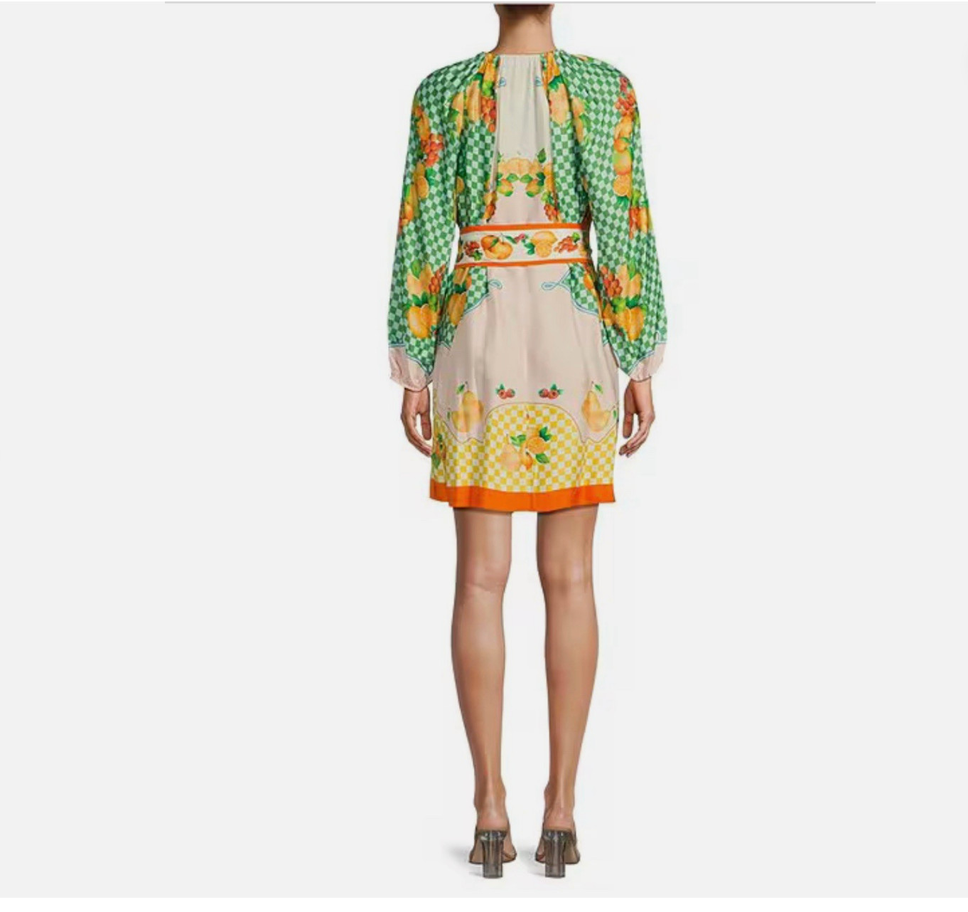 Antonio Melani Raffaella Fruit Print Resort Long Sleeve A-Line Mini Dress Nwt L
