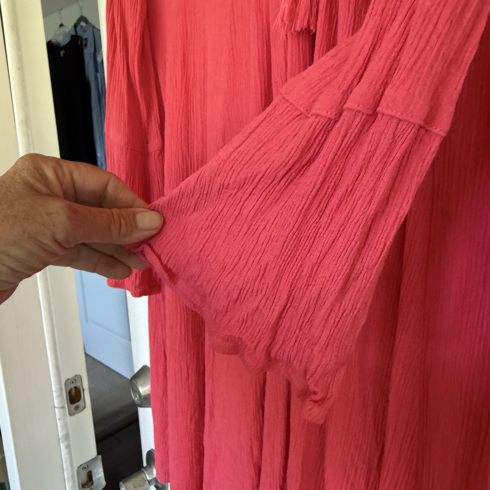 Torrid Boho Gauzy Lined Midi Dress Watermelon Pink Sz L Cottagecore Prarie