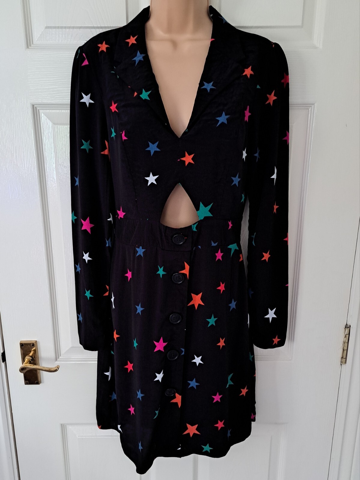 Nobody’s Child Christmas Dress Size UK 8 Above Knee Star Print Black BNWT