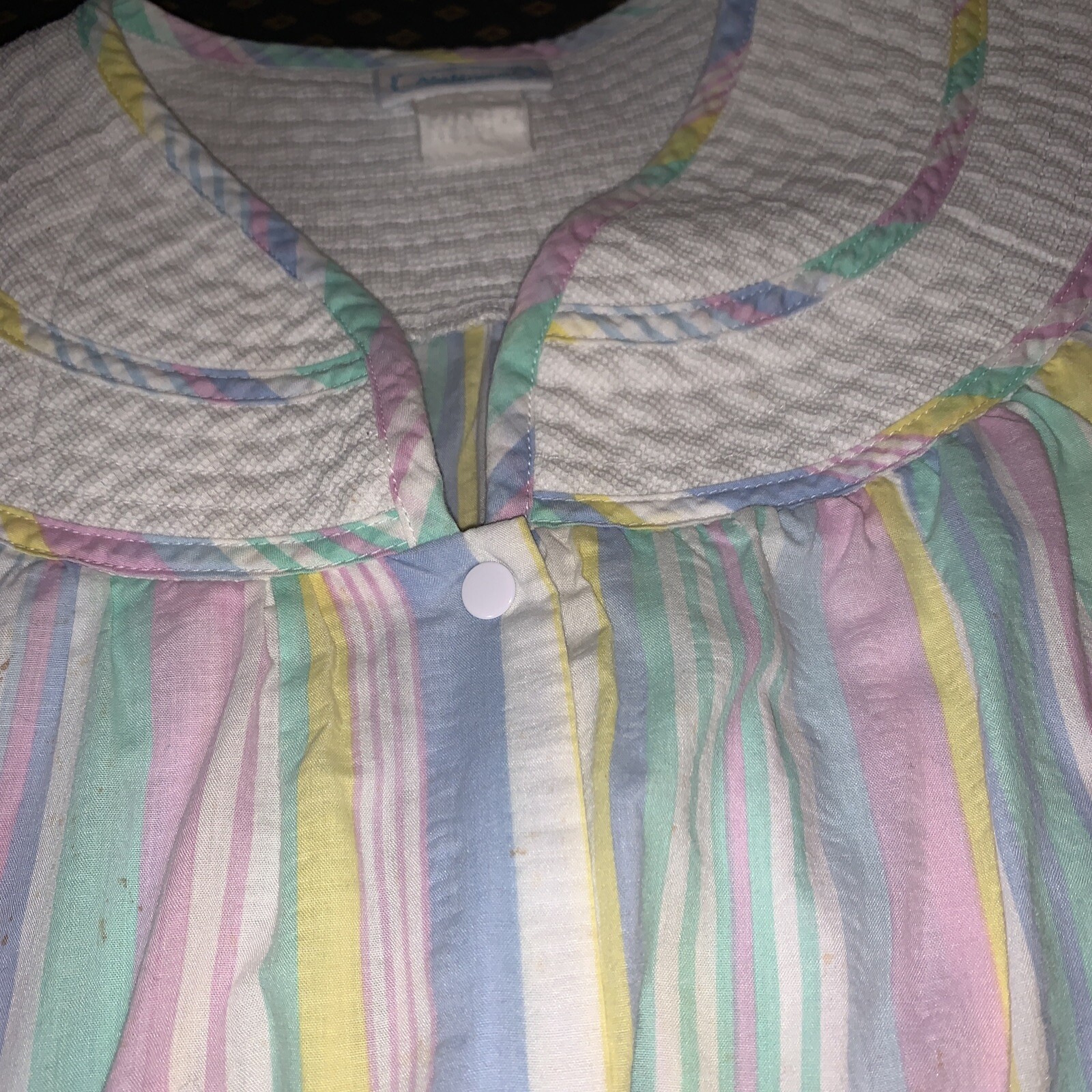 Vintage Y2K National Since 1952 Snap House Dress Shift Lounge Rainbow Colors S