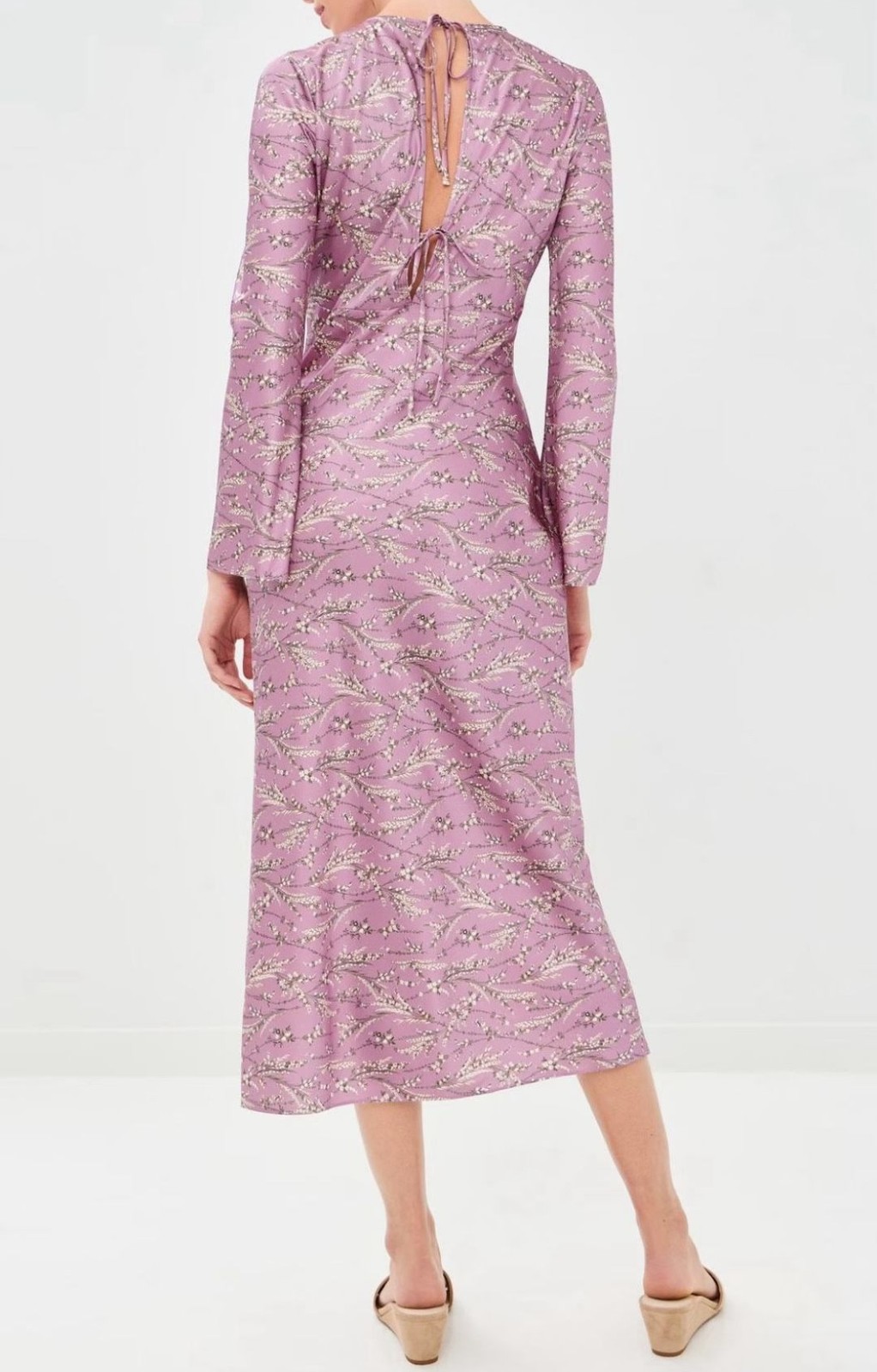 Women Veronica Beard Silk Blend Round Neck Floral Midi Dress
