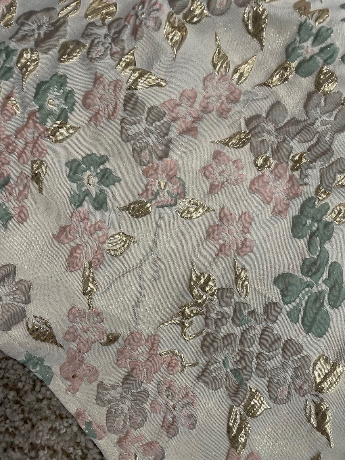 Francesca’s Strapless Semi Formal EUC Dress, Floral, Small, Tan,Pink,Green,Gold