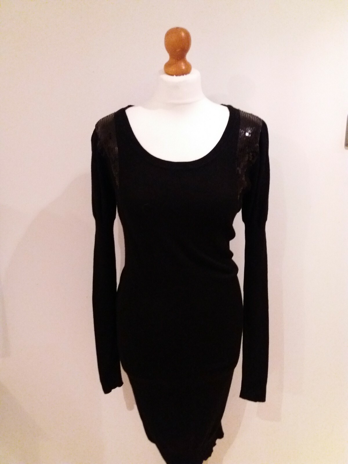 Lovely Size UK 8 MARKS AND SPENCER Limited Collection Black SEQUIN Dress g