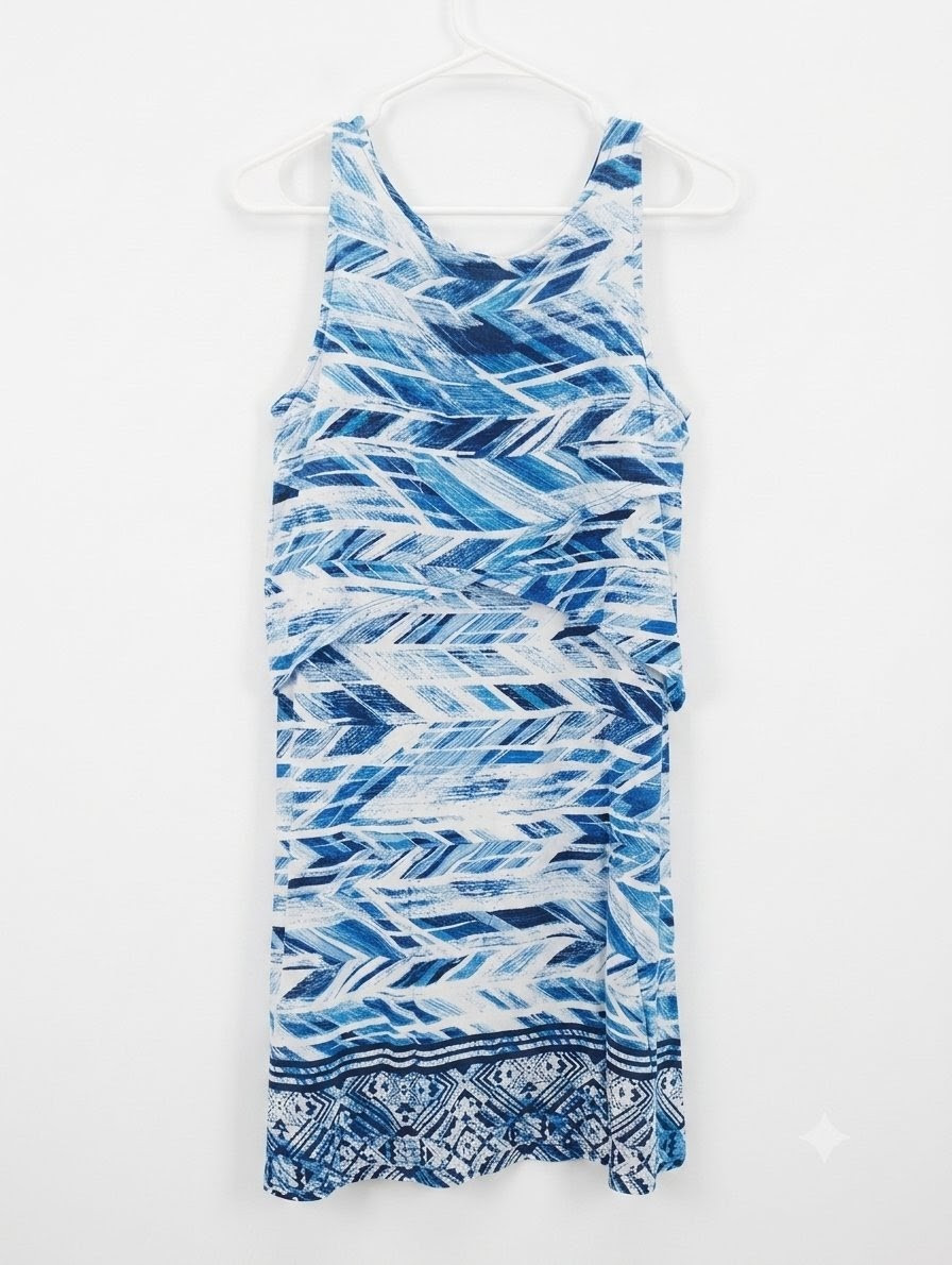 Style & Co women’s size small 92% rayon blue white Chevron Jersey dress