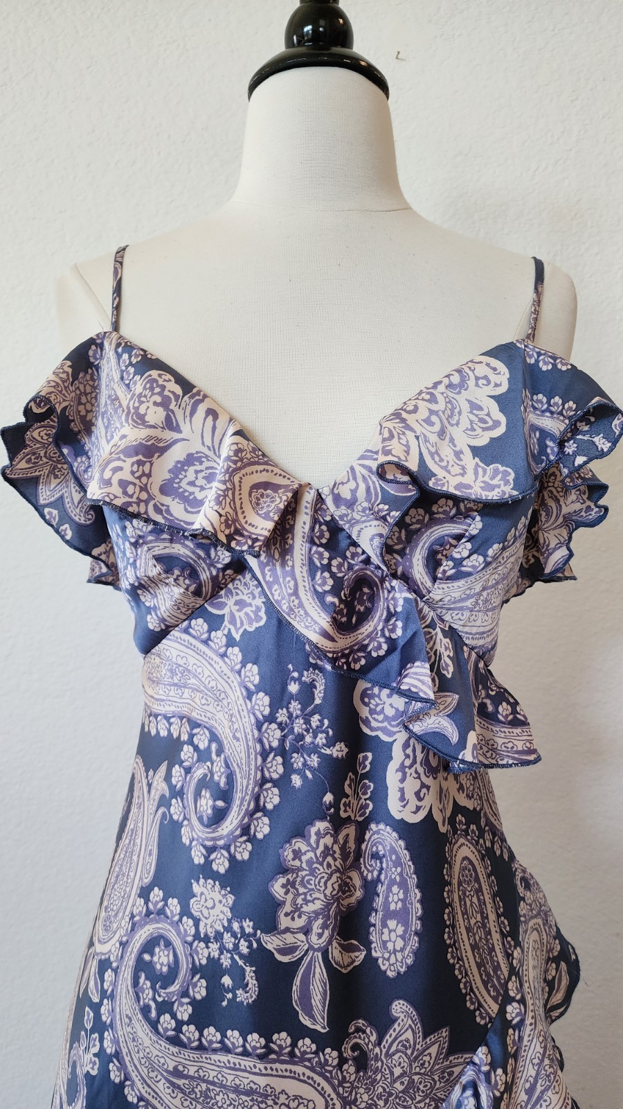 New Anthro Midi Dress Size Medium Purple Satin Paisley Wedding Romantic Prom