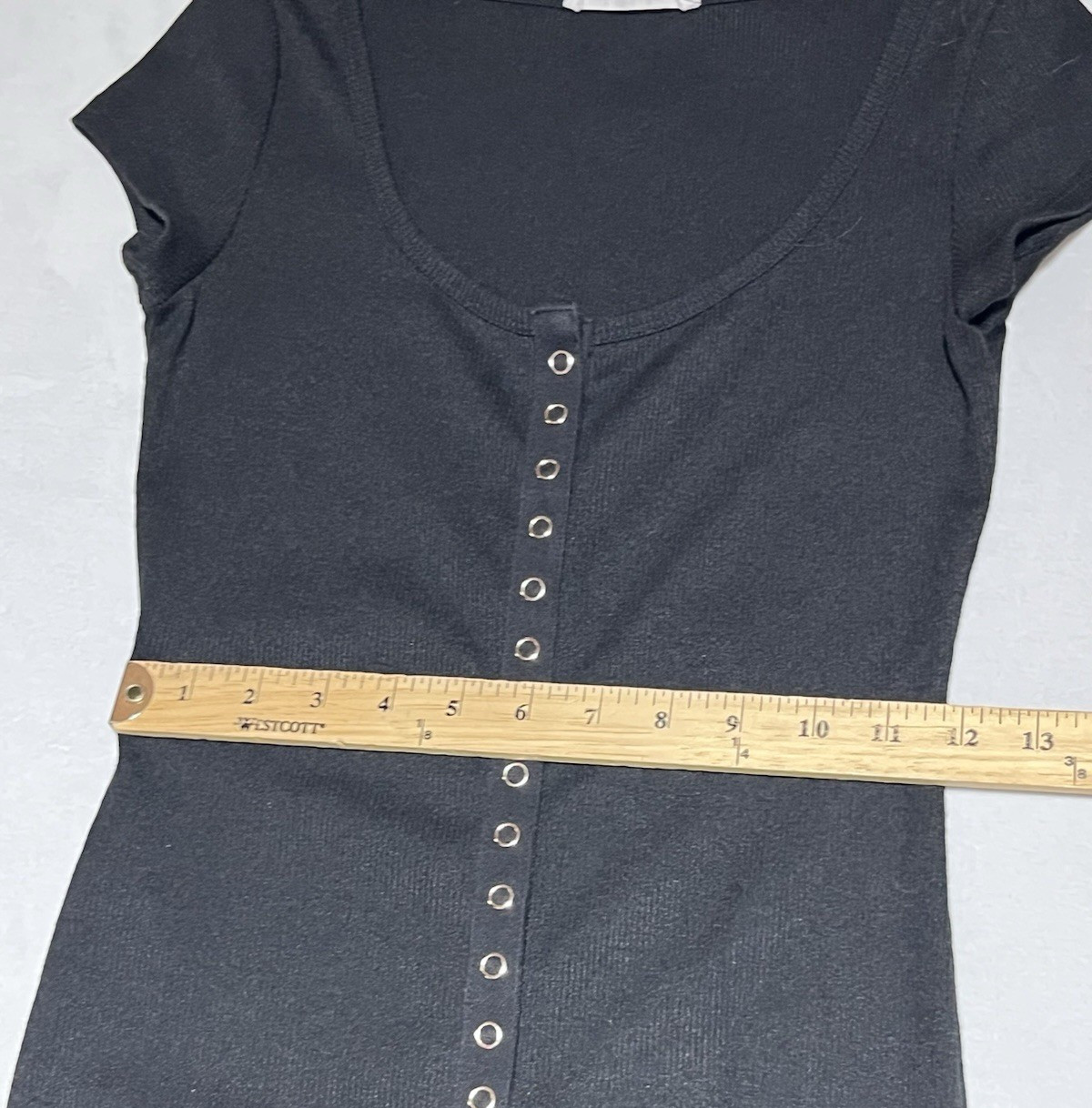 Elodie Snap Up Ribbed Midi Sheath Dress Womens Small Black Stretch Knit 90s Cap
