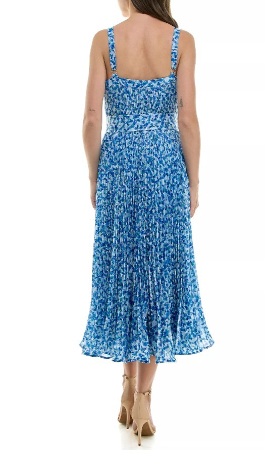 Women’s Taylor Sleeveless Pleated V-Neck Fit & Flare Midi DressSIZE 8