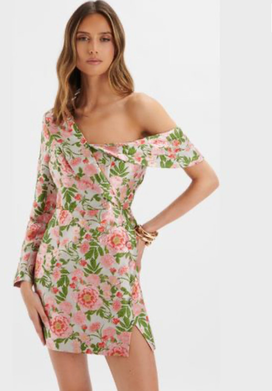 BNWT Lavish Alice PRESLEY One Shoulder Blazer Mini Dress In Jacquard Size 12