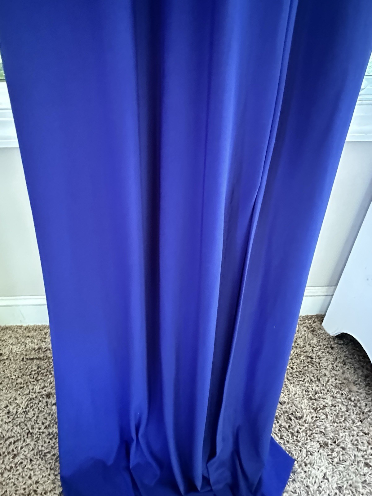 Morgan & Co. Blue Floral Lace Halter Sleeveless Long Gown Zip Sheer S/6