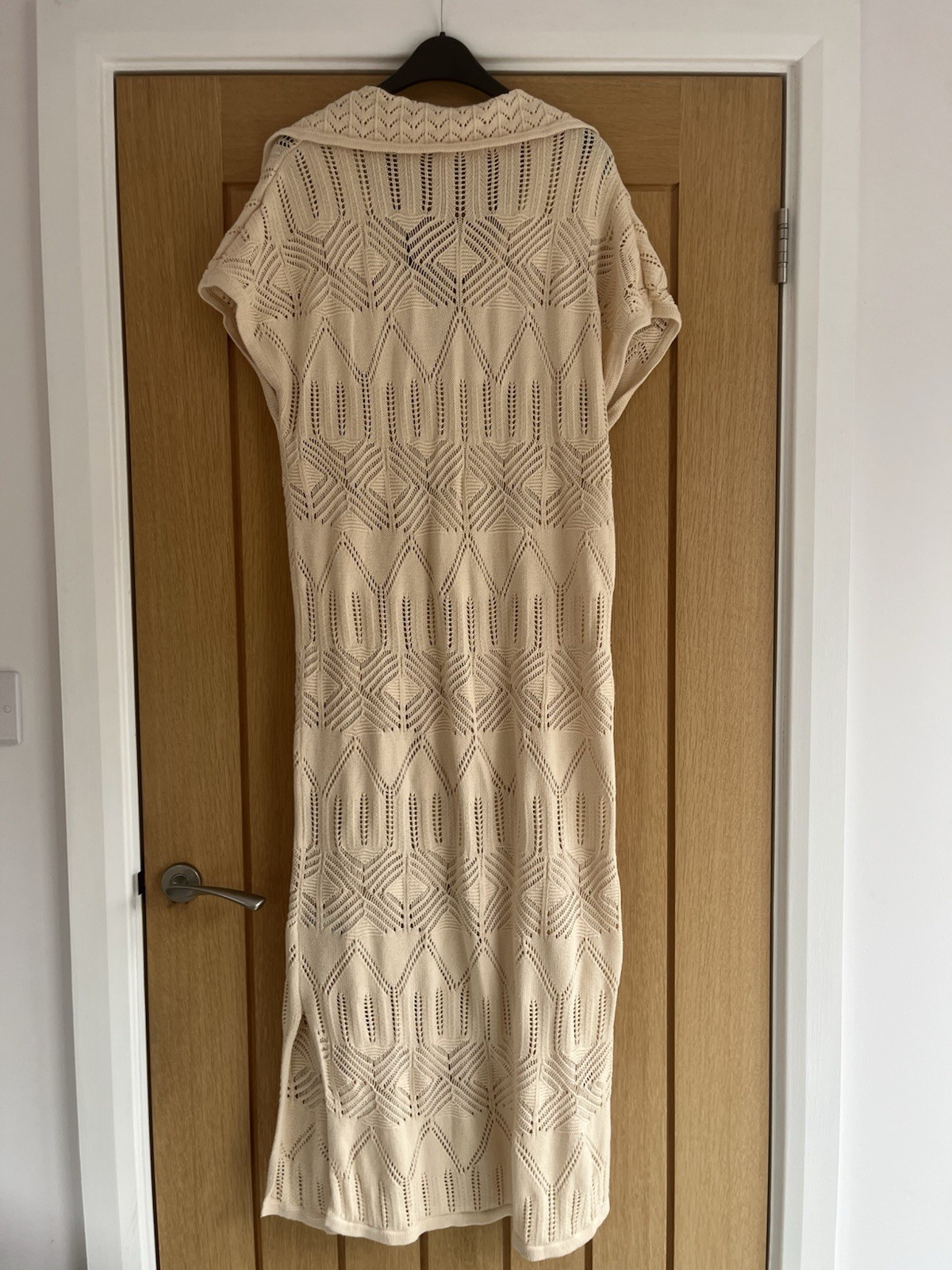 Oliver Bonas Cream Beige Crochet Midi Maxi Dress Size 12