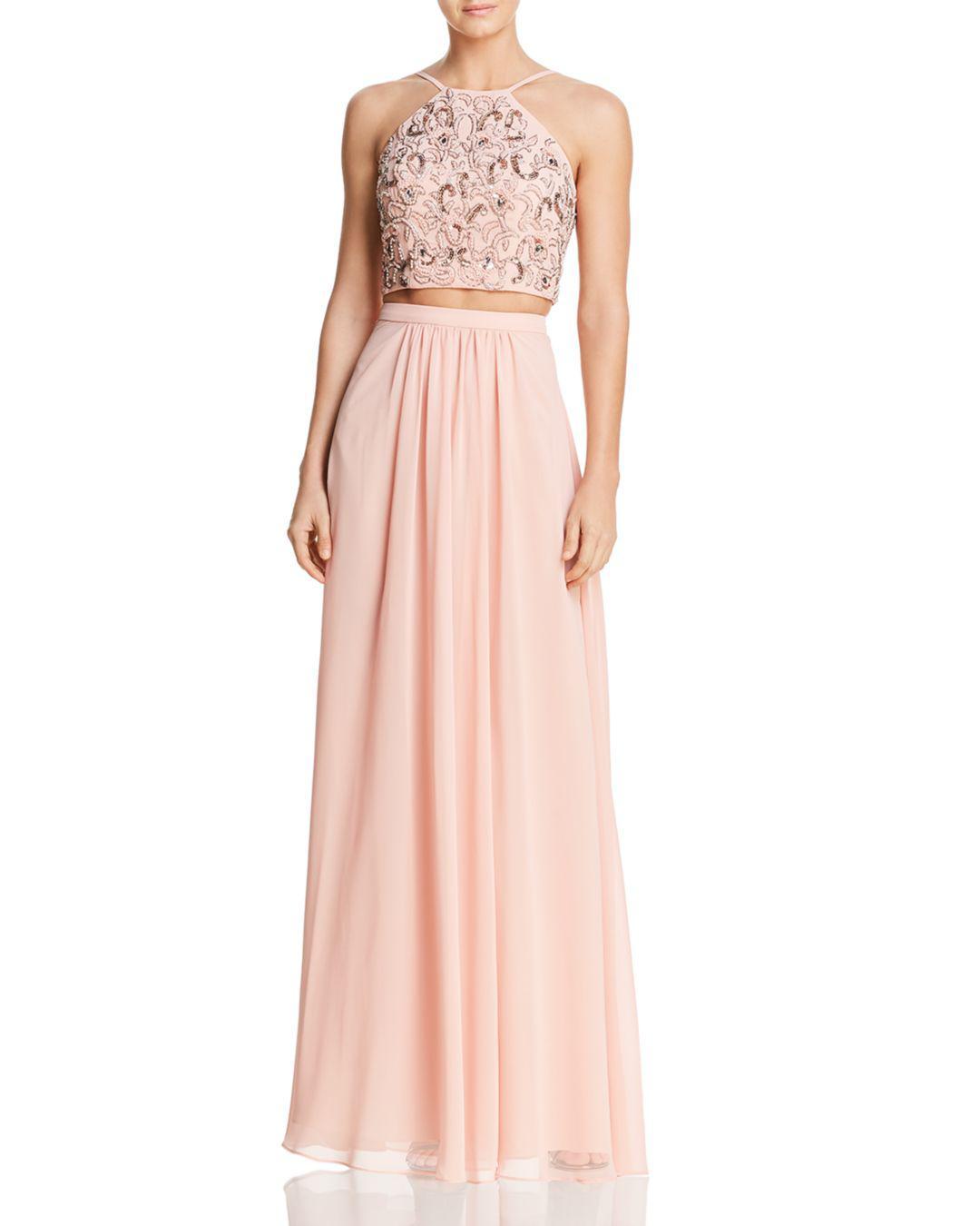 New $459 Decode 1.8 Women’S Pink Embellished Two-Piece A-Line Gown Dress Size 4