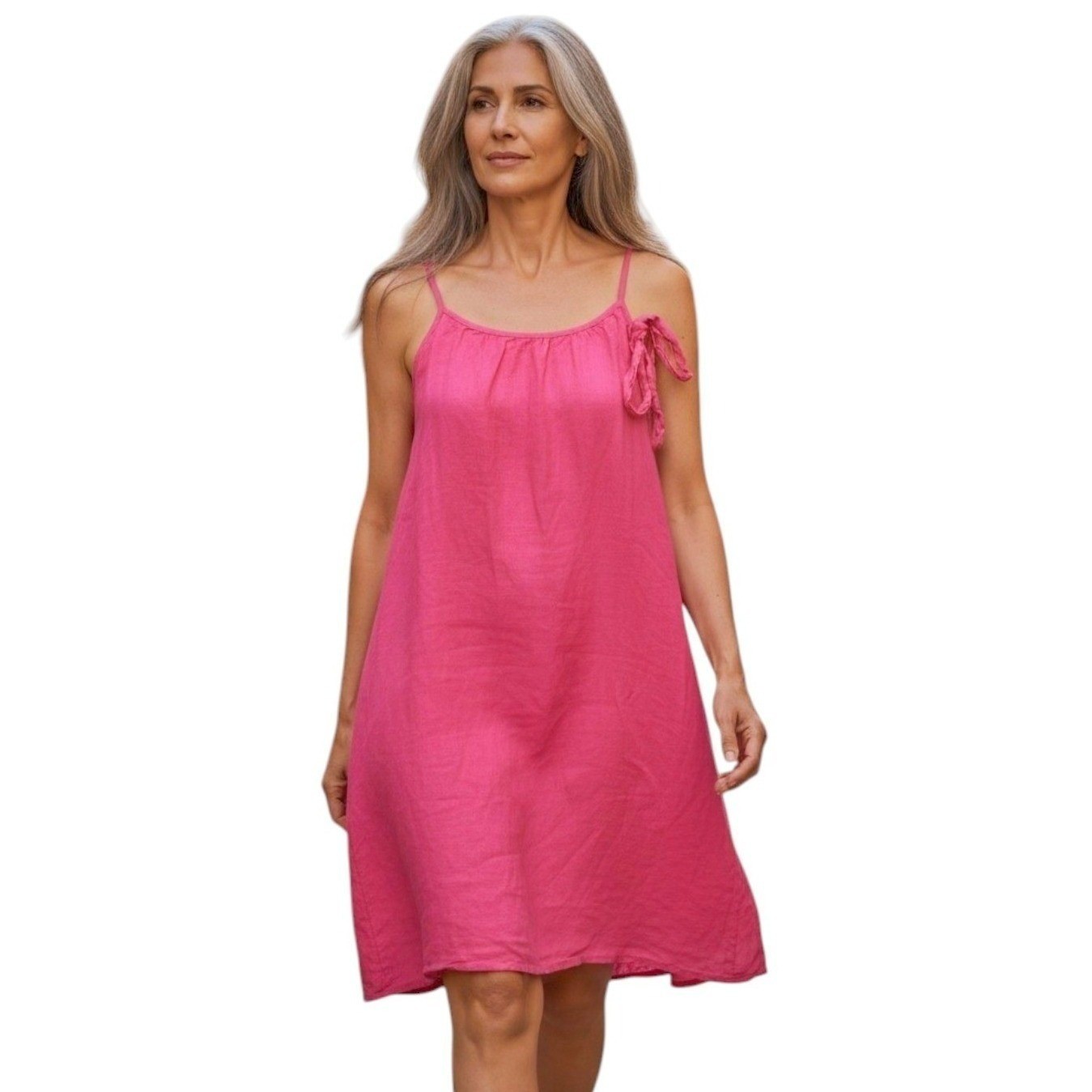 Lungo L’Arno Pink 100% Linen Shift Dress Made in Italy Vacation Summer Large