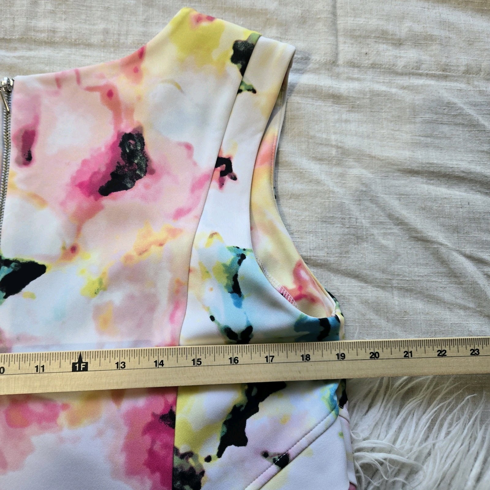 WORTHINGTON Women’s Size 18W Multicolor Stretch Zip Sleeveless A-line Dress