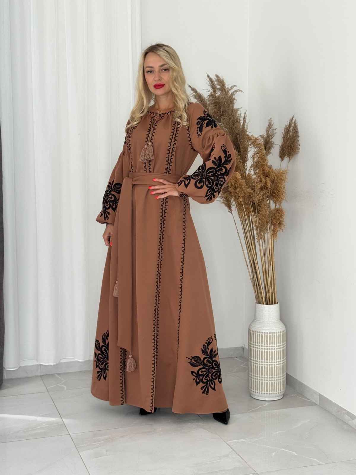 Luxury Ukrainian Embroidered Maxi Dress – Chervona Ruta