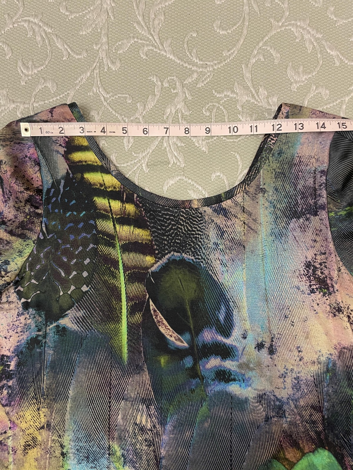 Cluny Dress Womens Large Multicolor Abstract Shift Long Sleeve Silk Modal Lined