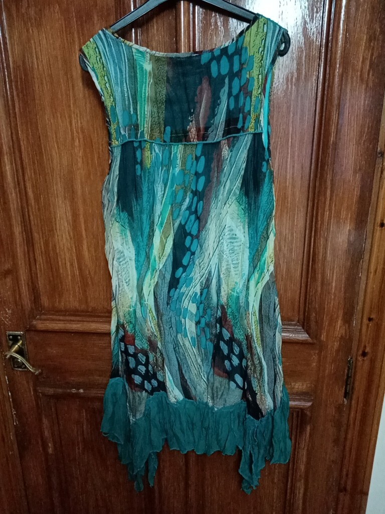 Two Green Lined Summer Dresses (Length 30 inches) Size M