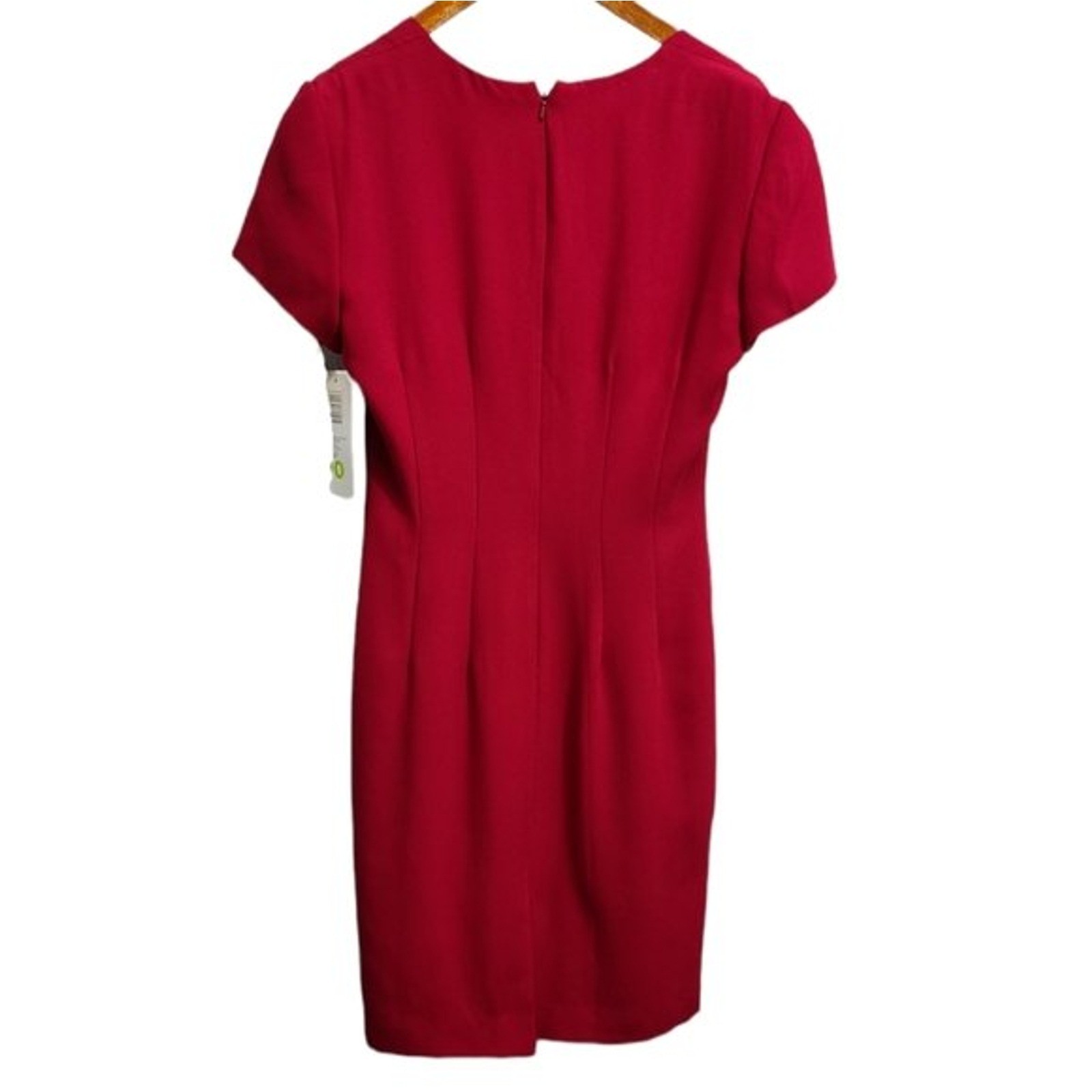 Liz Claiborne Red Square Neck Sheath Dress Short Sleeve Size 10