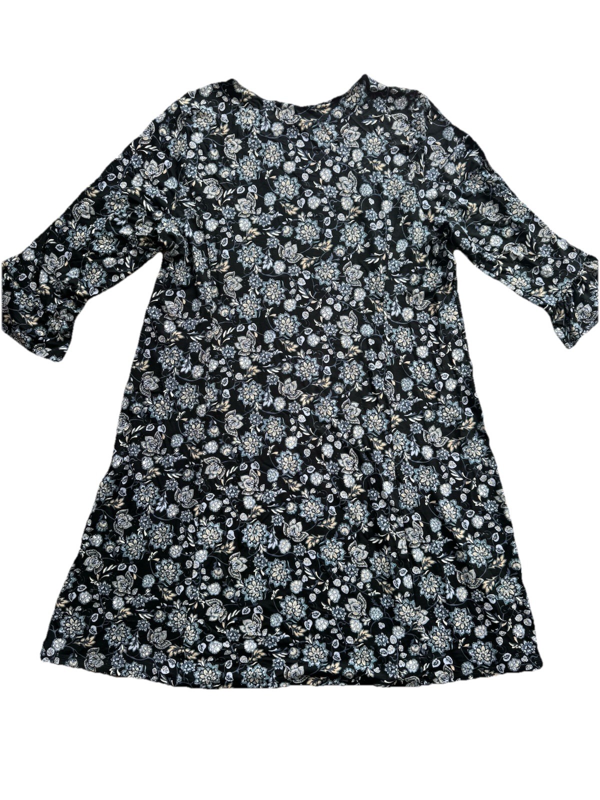 J. Jill Print A-line Jersey Dress Large Floral Bell Sleeve Ruffle Cuff NEW