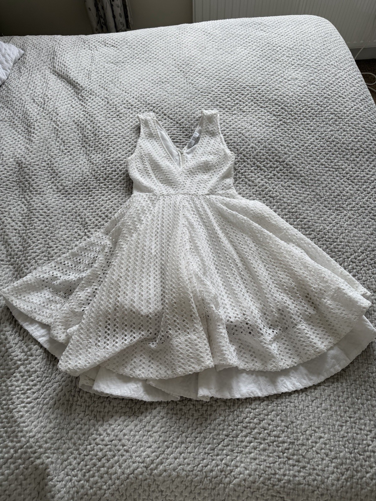 Sandro White Cutout Crochet Sleeveless Dress UK Size 6 Lined Summer