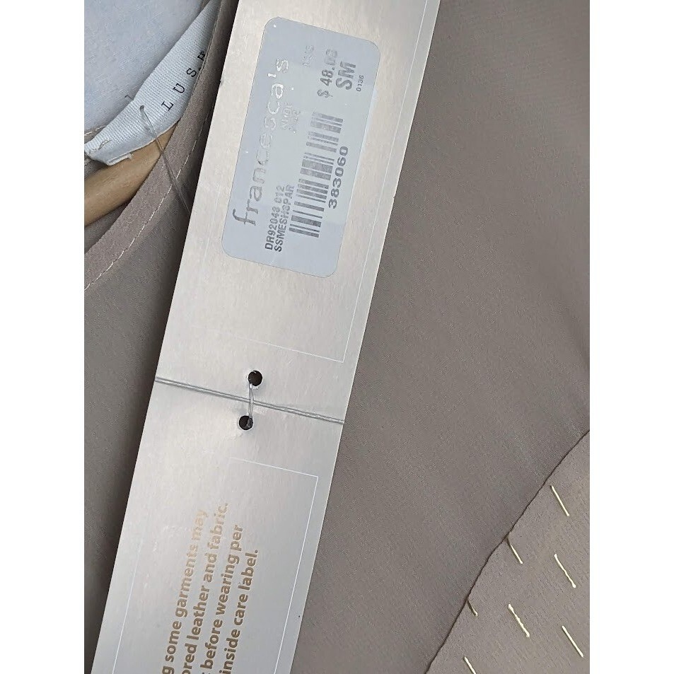 Francescas Collection Ivory and gold sheer panel dress sz SM tag price $48 NWT