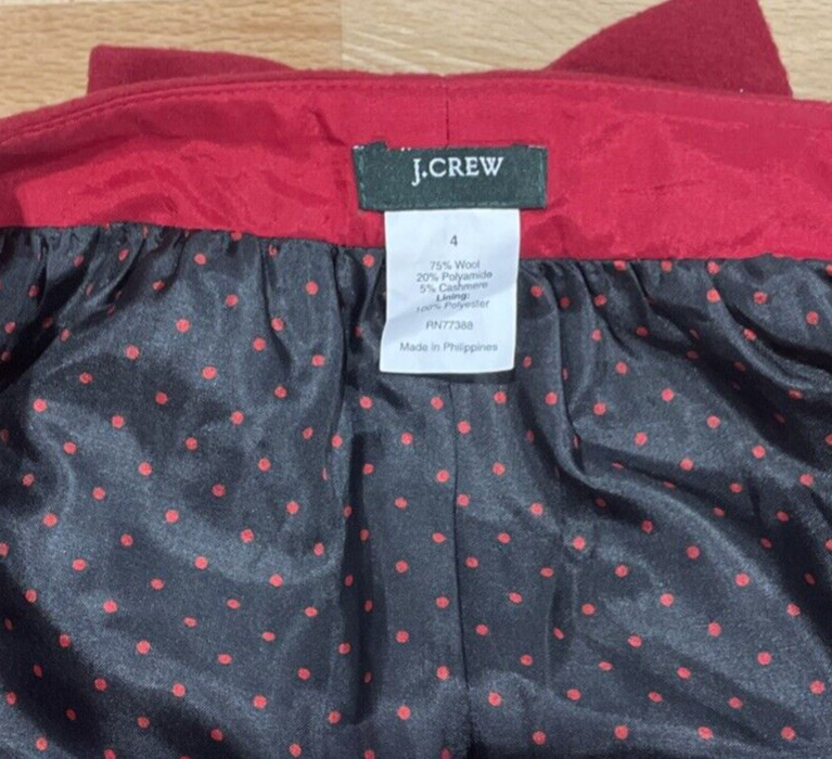 J. Crew Red Wool Cashmere Blend Soft Sleeveless Dress Side Pockets Women Size 4