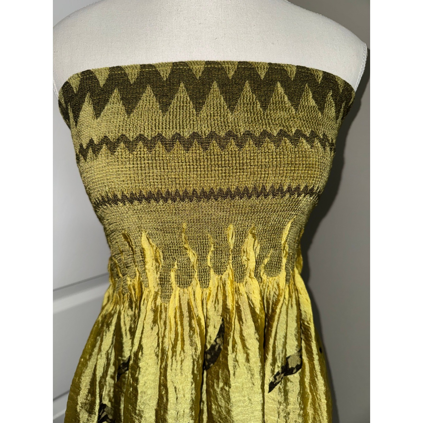 Lapis Womens One Size Strapless Smocked Pull On Midi Dress Boho Festival Tribal