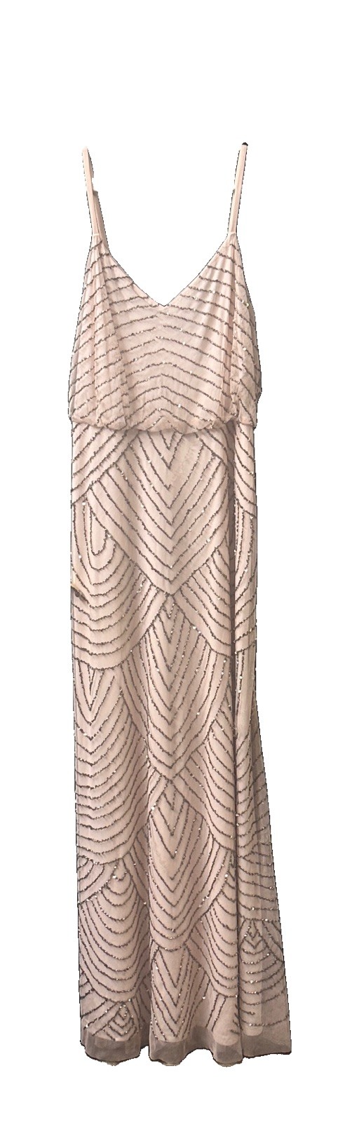 Adrienne Papell Beaded Evening gown, size 6 NWT, Blush Gold