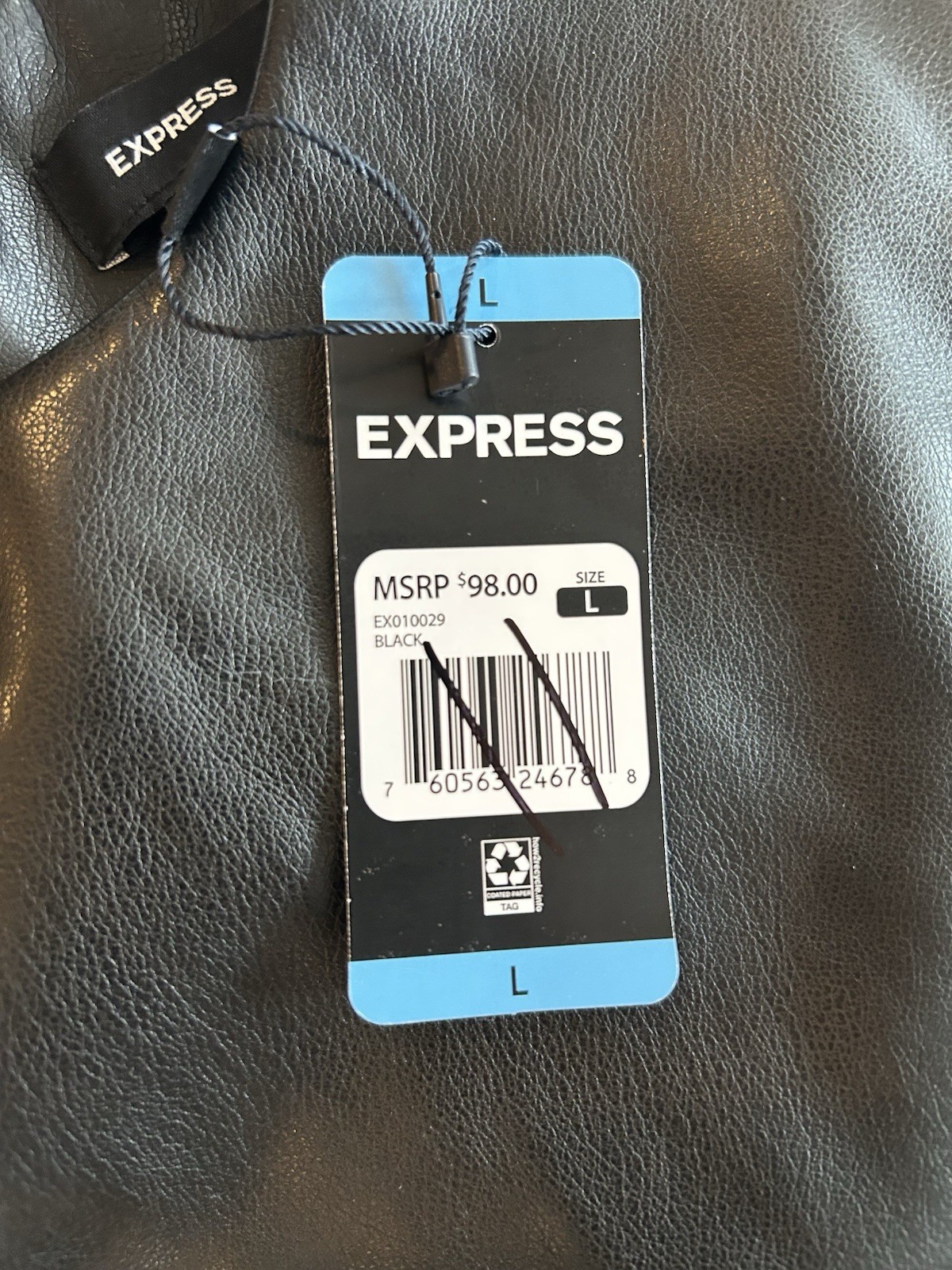 Express Dress Womens Large Shift Dress Black Faux Leather Goth Biker MSRP $98