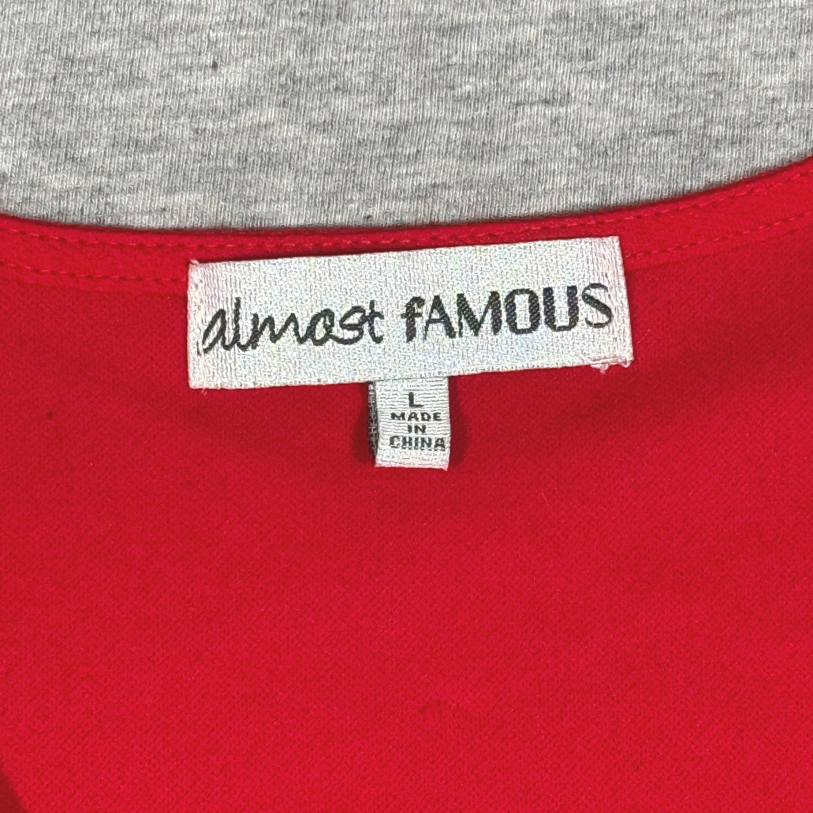 Almost Famous Red Black Colorblock Wrap Bodycon Dress Puff Sleeve Womens Large