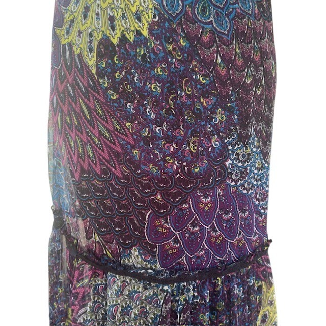 Paisley Patchwork Maxi Dress M Boho Tiered Lace Gypsy Indie Folk Whimsigoth