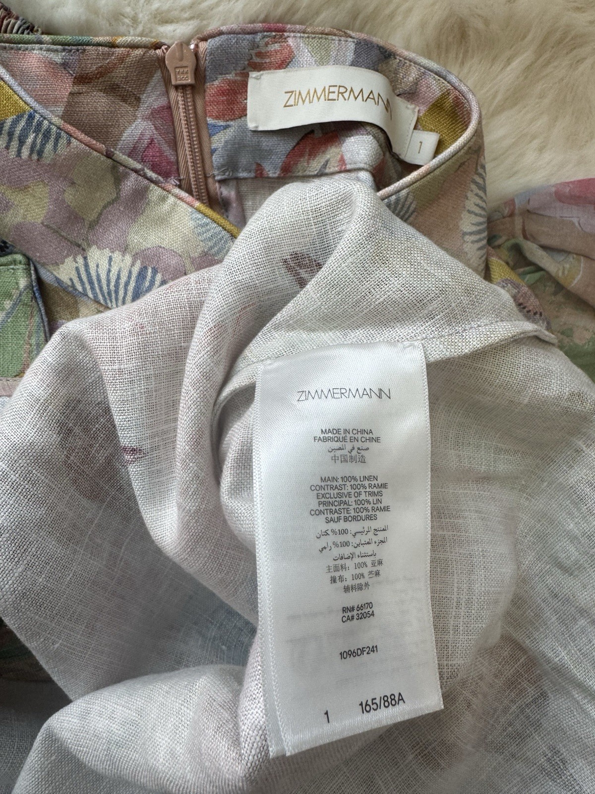 NWOT $950 Zimmermann Illustration Buttoned Belted Floral Linen Mini Dress AU1 S