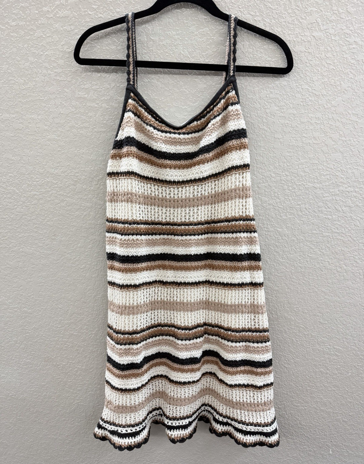 American Eagle Crochet Knit Swing Dress Sz L NWT Boho Stripe