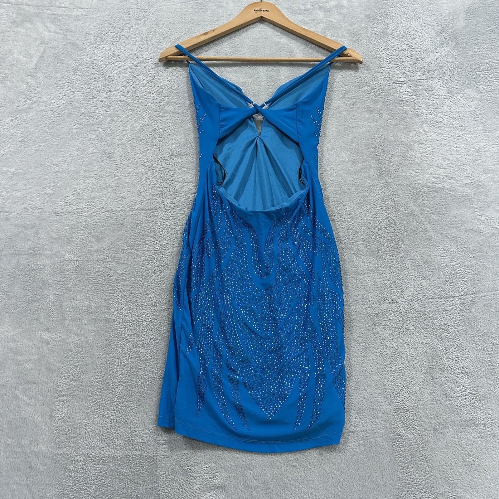 NWT Symphony Dress Women’s Small Mini Blue Glitter Shiny Tight Party