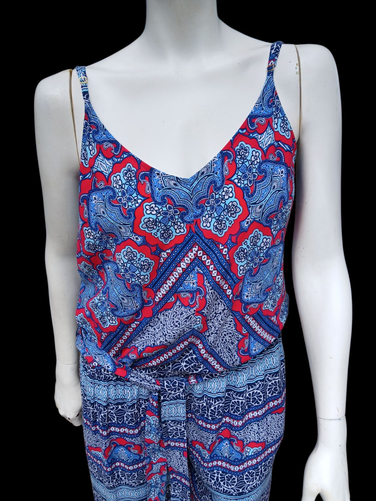 Tommy Bahama L Halter Sleeveless Jumper Paisley Rayon Pants Summer Romper Cruise
