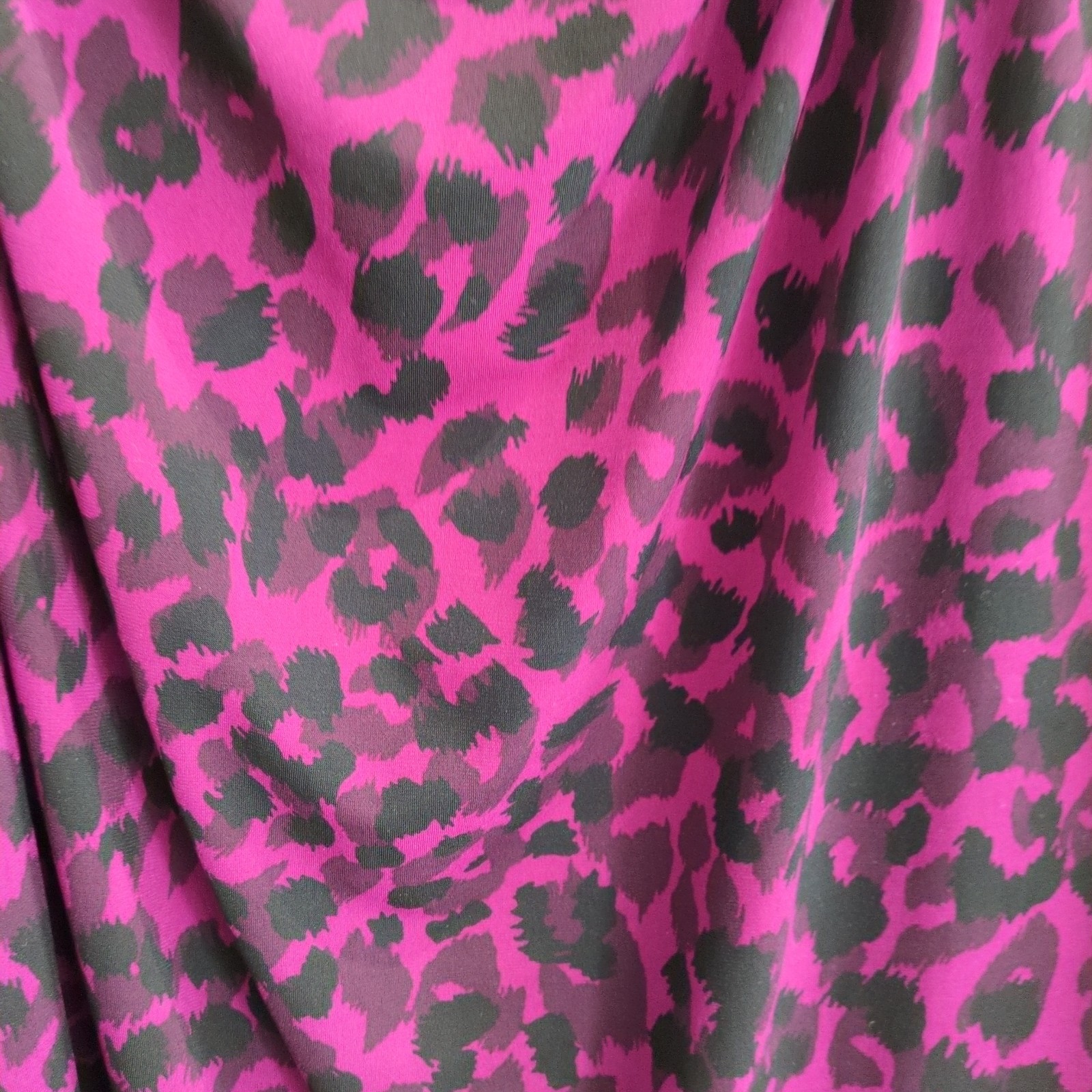 Precis Size 10 Purple Leopard Print Faux Wrap Dress 3/4 Sleeve