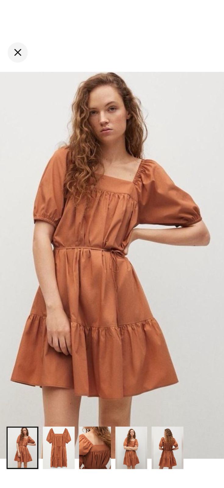 Mango Frill Fairy Cottage Cotton Burnt Orage Dress Size 6