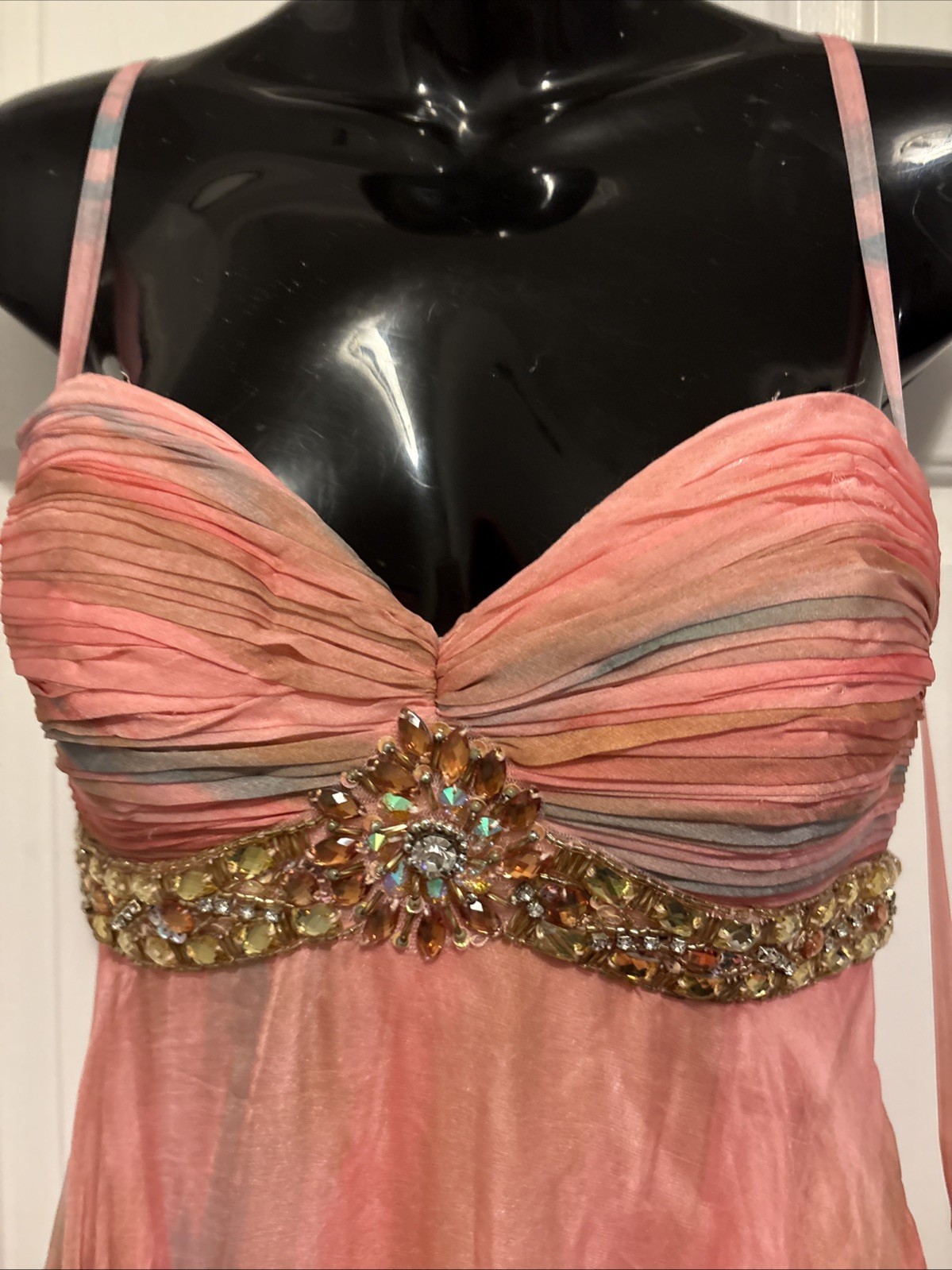 Vintage Y2K Dave & Johnny Size 4 Pink And Blue Swirl Chiffon With Flowers At Not