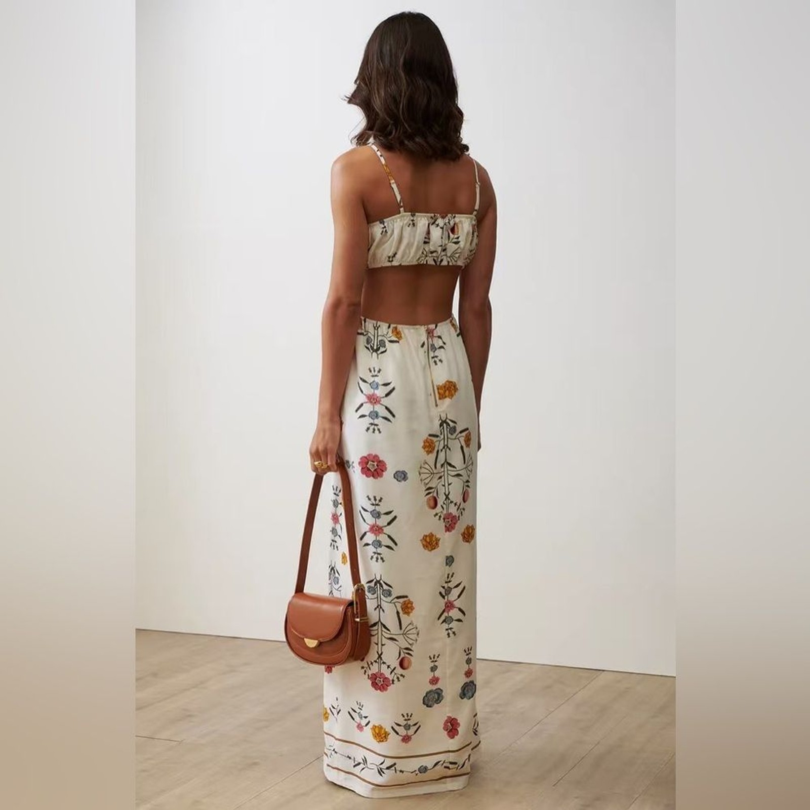 Sancia The Corta Cut Out Cotton Linen Maxi Dress NWT Women Dress Size Small