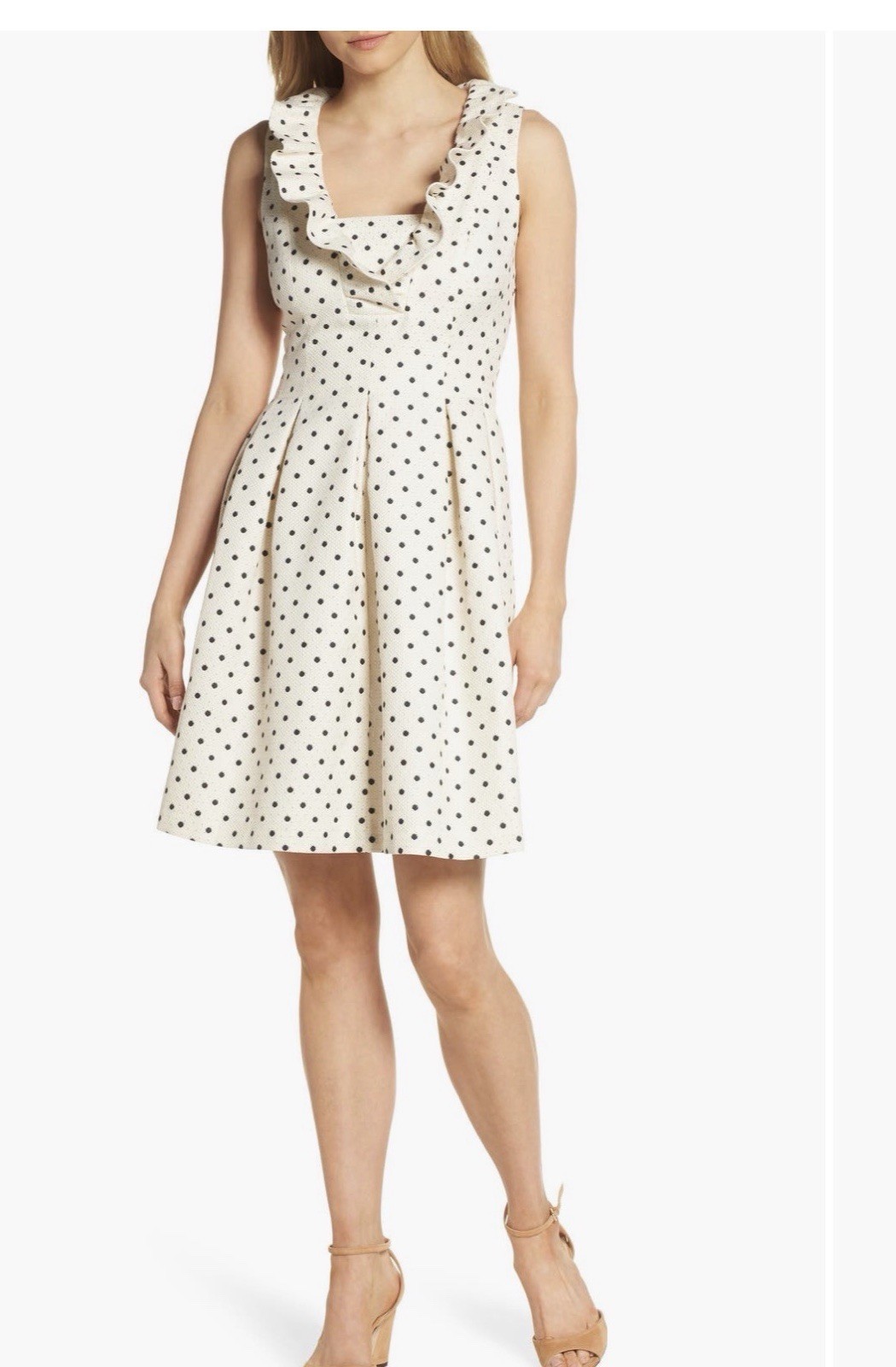 NWT Harper Rose Woman’s Ivory Textured Polka Dot Ruffle Dress Size 18