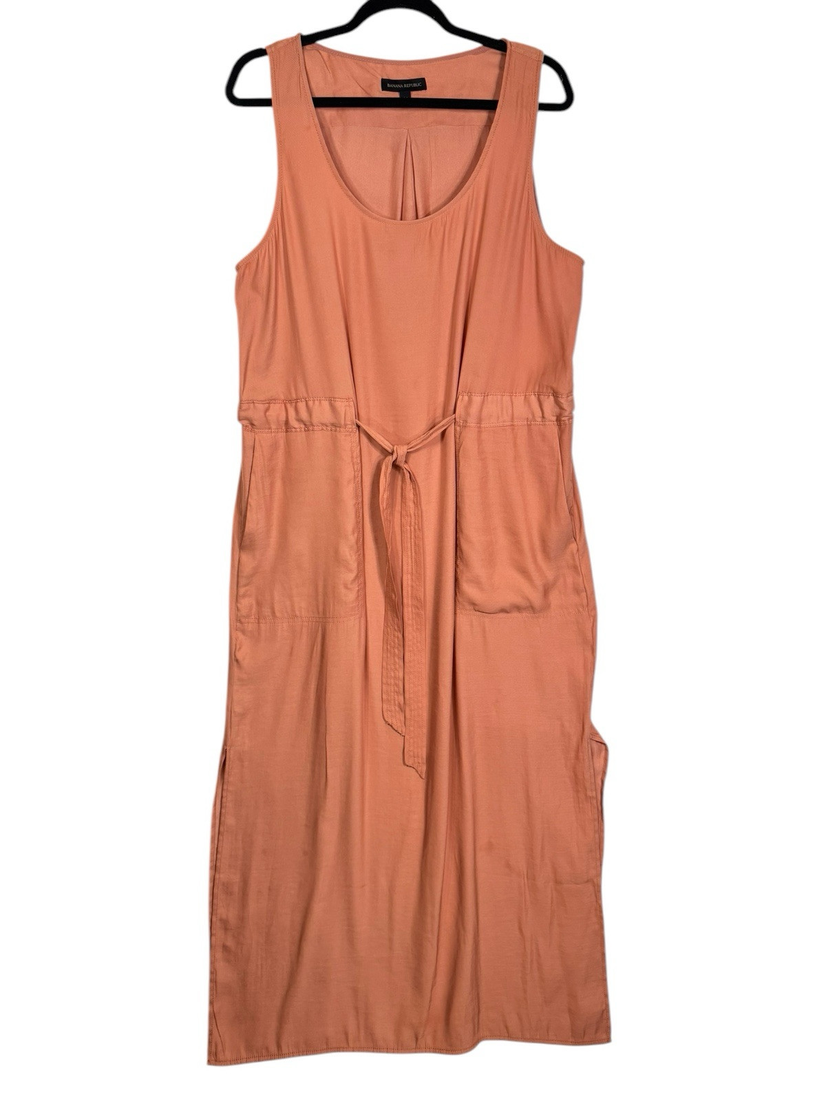 Banana Republic Utility Sunkissed Pink Maxi Dress Womens 14 Side Slits Lagenlook